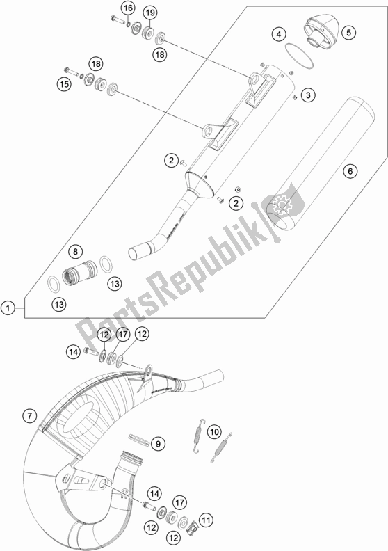 All parts for the Exhaust System of the KTM MC 125 EU 2021
