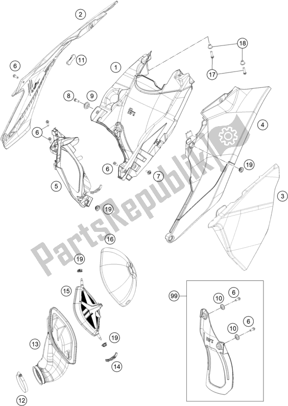 Tutte le parti per il Filtro Dell'aria del KTM MC 250F EU 2021