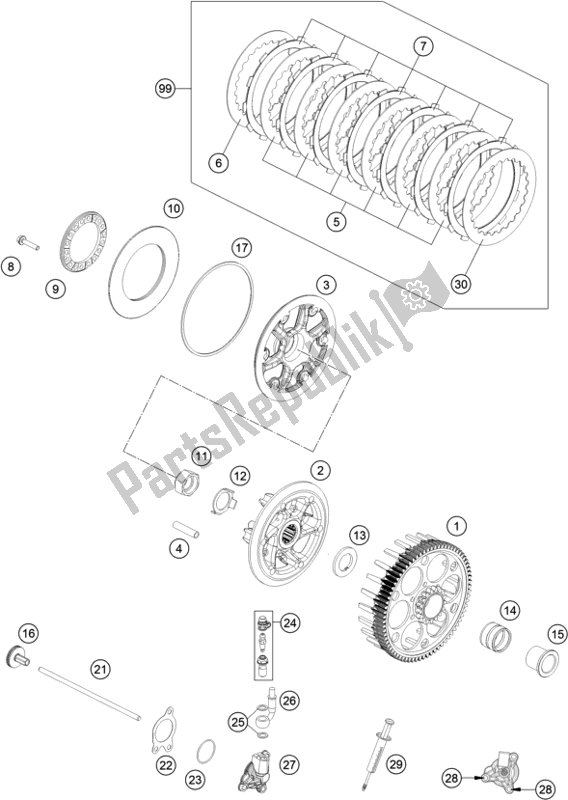 Todas as partes de Embreagem do KTM MC 250F EU 2021