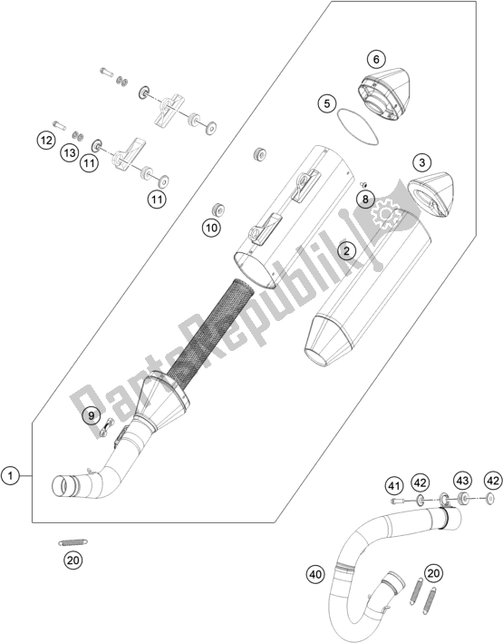 All parts for the Exhaust System of the KTM MC 250F EU 2021