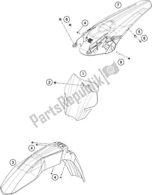 Toutes les pièces pour le Masque, Ailes du KTM MC 250F EU 2021