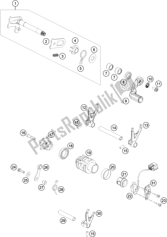 All parts for the Shifting Mechanism of the KTM MC 250F EU 2021