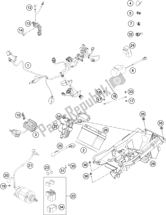 All parts for the Wiring Harness of the KTM MC 250F EU 2021
