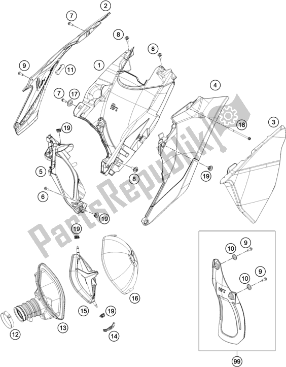 All parts for the Air Filter of the KTM MC 450F EU 2021