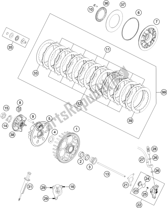 Alle onderdelen voor de Koppeling van de KTM MC 450F EU 2021