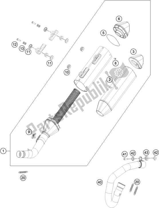 All parts for the Exhaust System of the KTM MC 450F EU 2021