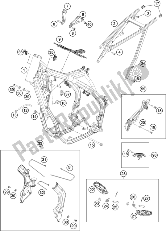 Alle onderdelen voor de Kader van de KTM MC 450F EU 2021