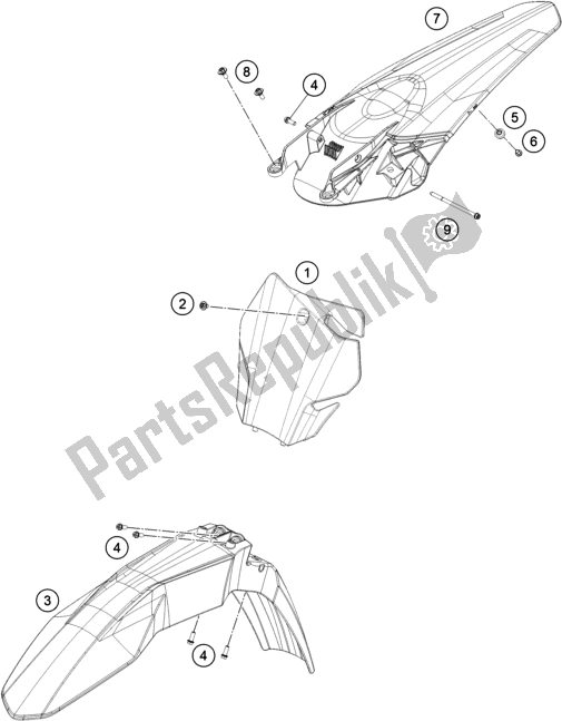 Tutte le parti per il Maschera, Parafanghi del KTM MC 450F EU 2021