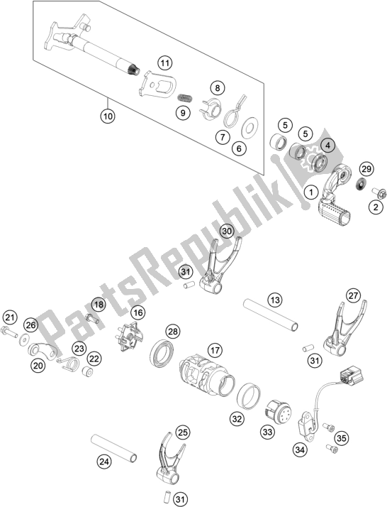 All parts for the Shifting Mechanism of the KTM MC 450F EU 2021