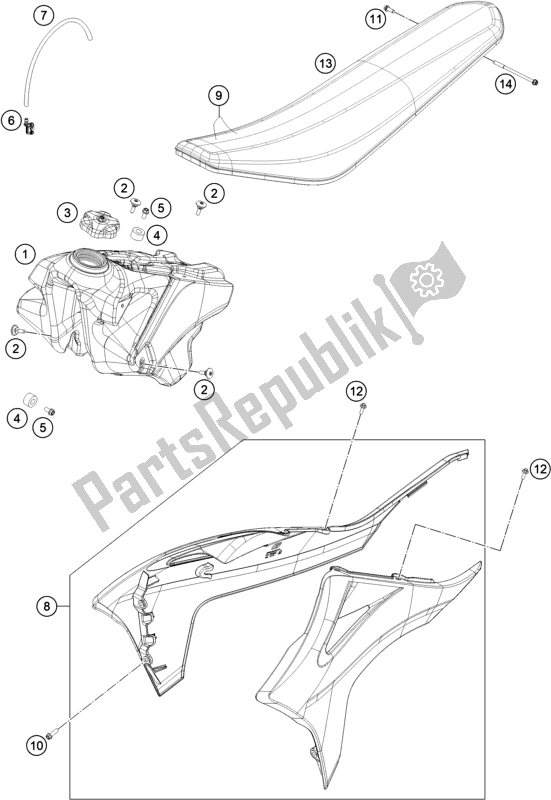 Tutte le parti per il Serbatoio, Sedile del KTM MC 450F EU 2021