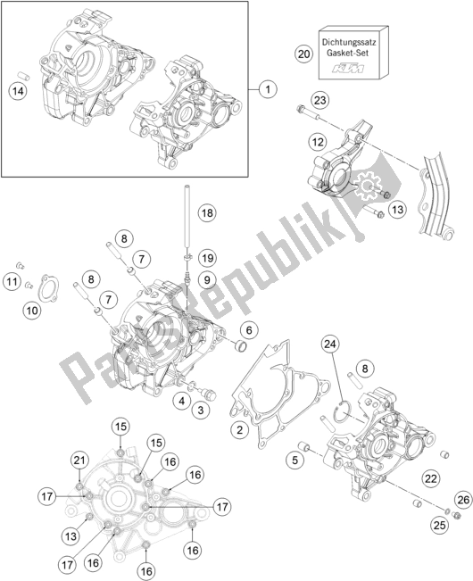 All parts for the Engine Case of the KTM MC 50 EU 2021
