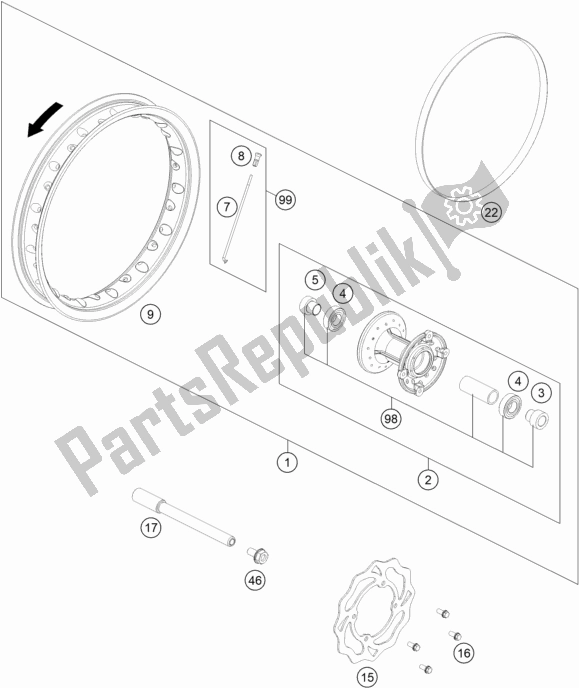 Toutes les pièces pour le Roue Avant du KTM MC 50 EU 2021