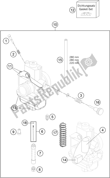 Todas as partes de Carburador do KTM MC 65 EU 2021