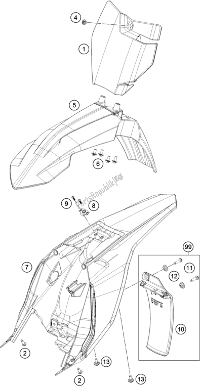 Wszystkie części do Maska, B? Otniki KTM MC 65 EU 2021