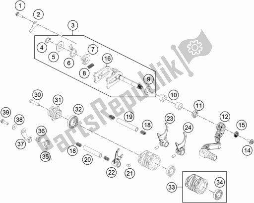 All parts for the Shifting Mechanism of the KTM MC 65 EU 2021