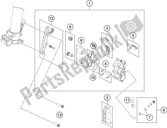 All parts for the Front Brake Caliper of the KTM MC 85 19/ 16 EU 2021