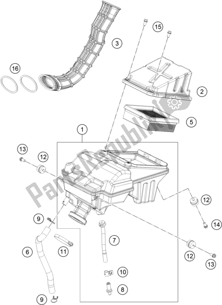 Todas las partes para Filtro De Aire de KTM RC 200 ,white,w/o ABS-B. D. 2019