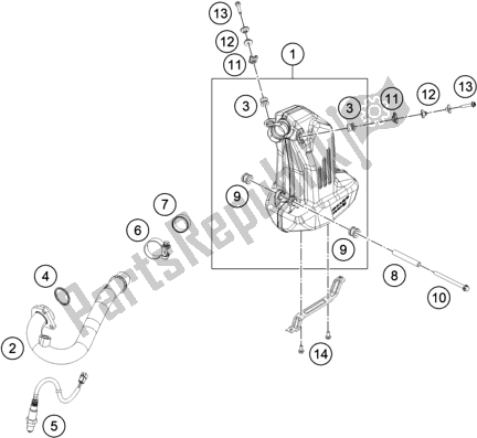 Toutes les pièces pour le Système D'échappement du KTM RC 200 ,white,w/o ABS-B. D. 2019