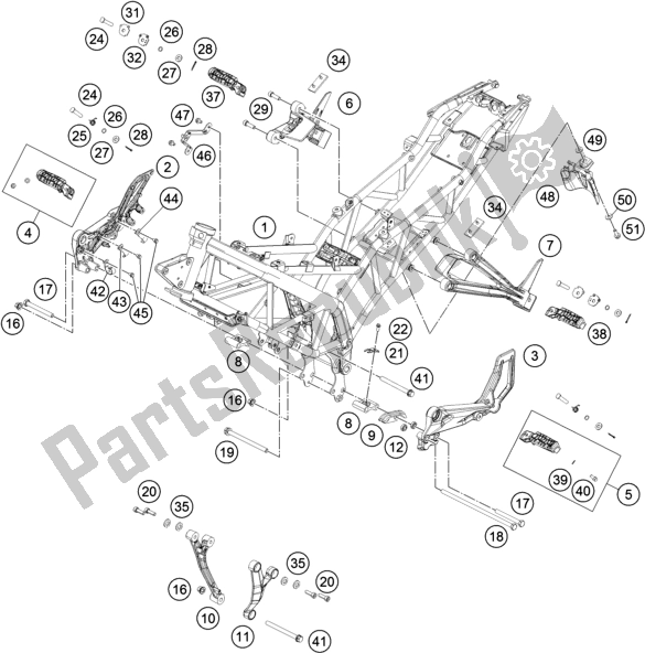 Alle onderdelen voor de Kader van de KTM RC 200 ,white,w/o ABS-B. D. 2019