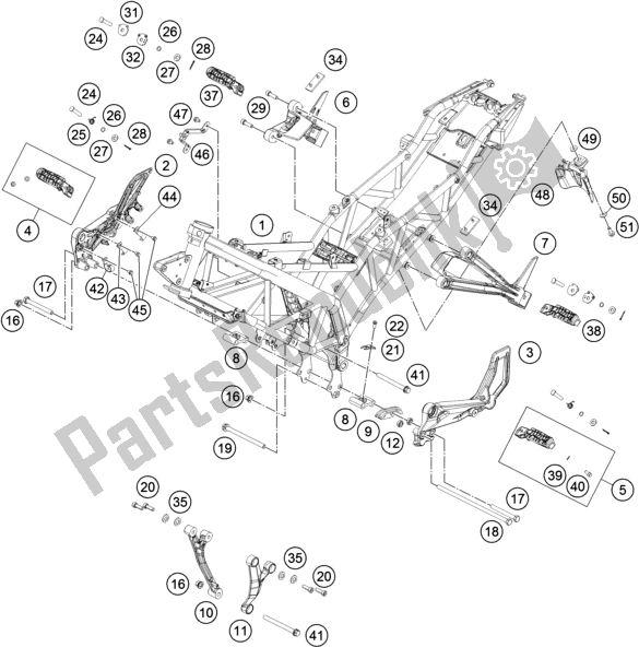 Todas as partes de Quadro, Armação do KTM RC 200 ,white,w/o ABS-B. D. 2019