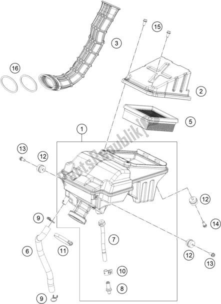 Todas las partes para Filtro De Aire de KTM RC 200 ,white W/O ABS-CKD 17 2017