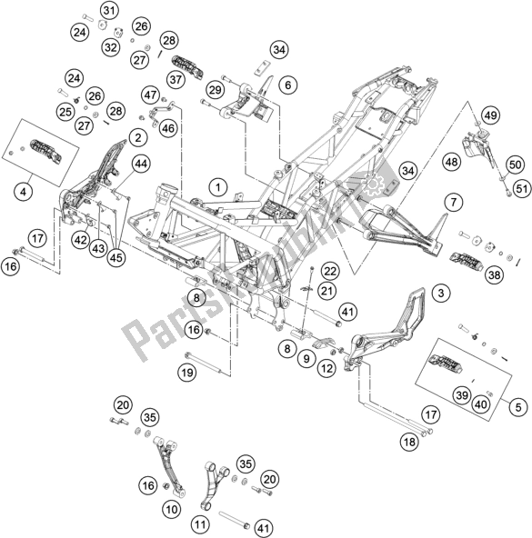 All parts for the Frame of the KTM RC 200 ,white W/O ABS-CKD 17 2017