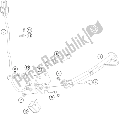 All parts for the Side / Center Stand of the KTM RC 200 ,white W/O ABS-CKD 17 2017