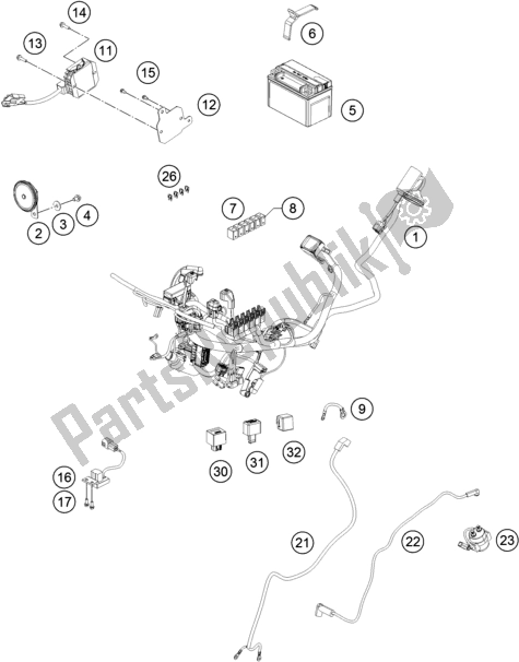 All parts for the Wiring Harness of the KTM RC 200 ,white W/O ABS-CKD 17 2017