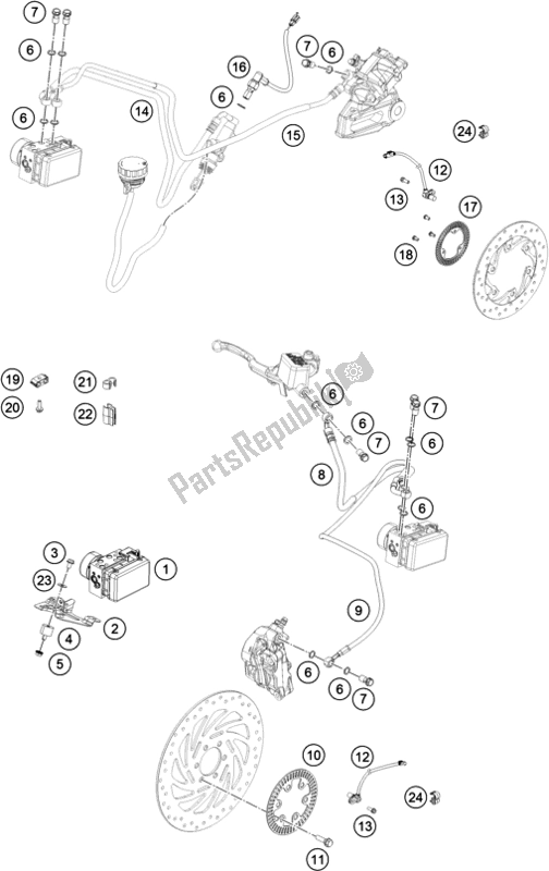 Todas las partes para Sistema Antibloqueo Abs de KTM RC 390 ,black-B. D. 2018