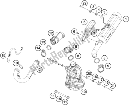 Todas las partes para Sistema De Escape de KTM RC 390 ,black-B. D. 2018