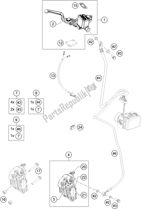 Wszystkie części do Zacisk Hamulca Przedniego KTM RC 390 ,black-B. D. 2018