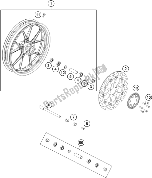 Todas las partes para Rueda Delantera de KTM RC 390 ,black-B. D. 2018