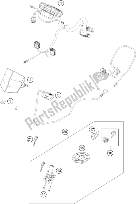 Todas las partes para Instrumentos / Sistema De Bloqueo de KTM RC 390 ,black-B. D. 2018