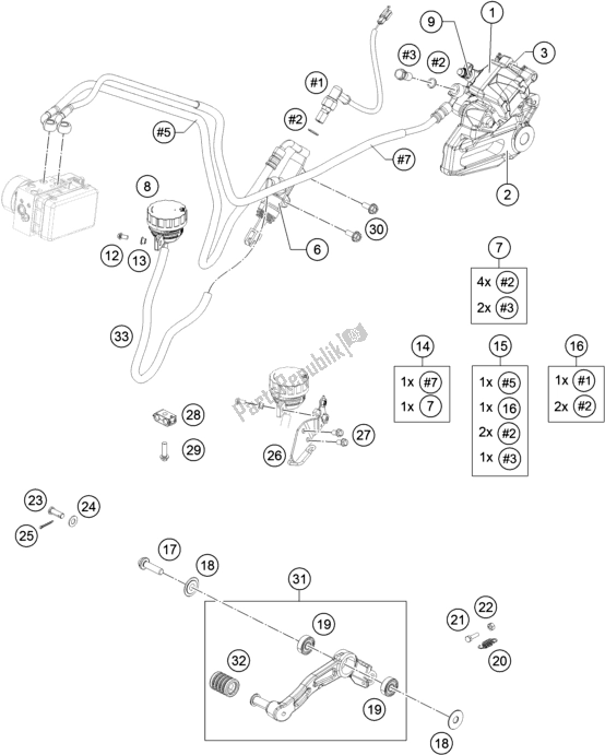 Wszystkie części do Zacisk Hamulca Tylnego KTM RC 390 ,black-B. D. 2018