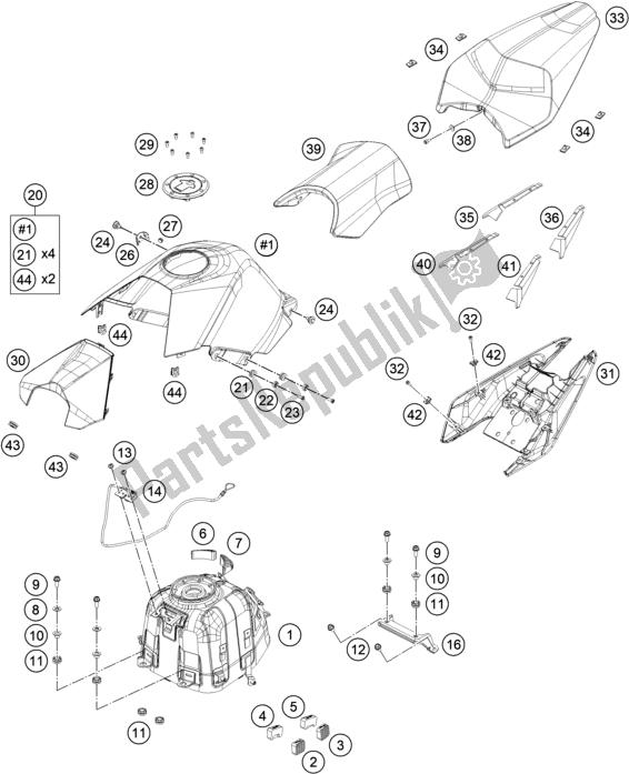 Todas las partes para Tanque, Asiento de KTM RC 390 ,black-B. D. 2018