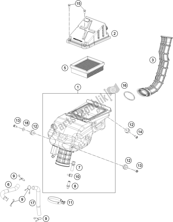 Todas las partes para Filtro De Aire de KTM RC 390 ,black,-B. D. 2019