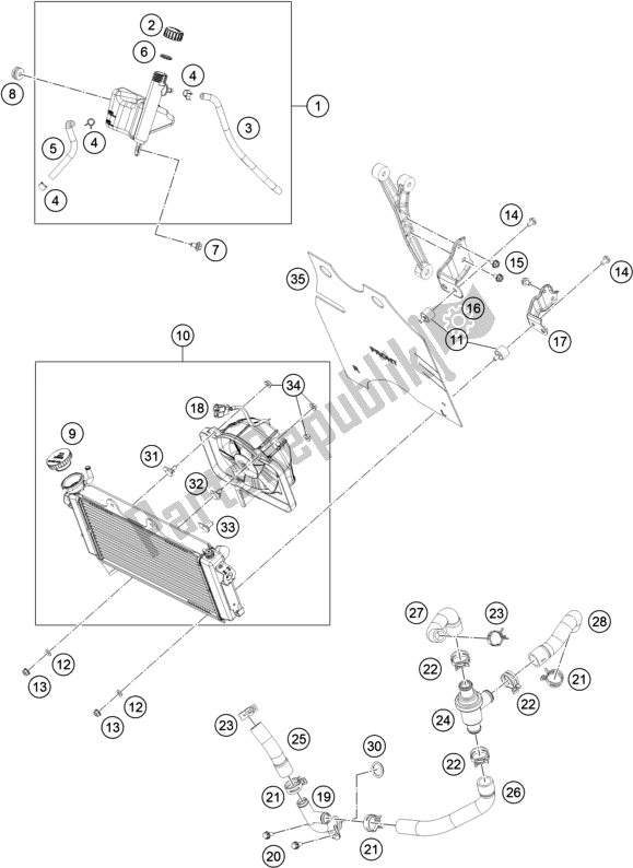 Todas las partes para Sistema De Refrigeración de KTM RC 390 ,black,-B. D. 2019