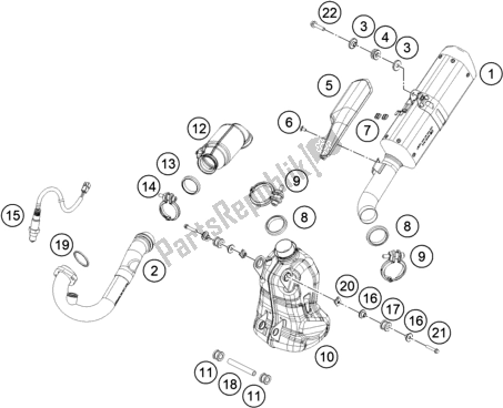 Alle onderdelen voor de Uitlaatsysteem van de KTM RC 390 ,black,-B. D. 2019