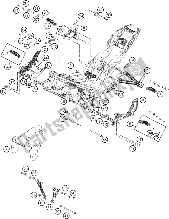 All parts for the Frame of the KTM RC 390 ,black,-B. D. 2019