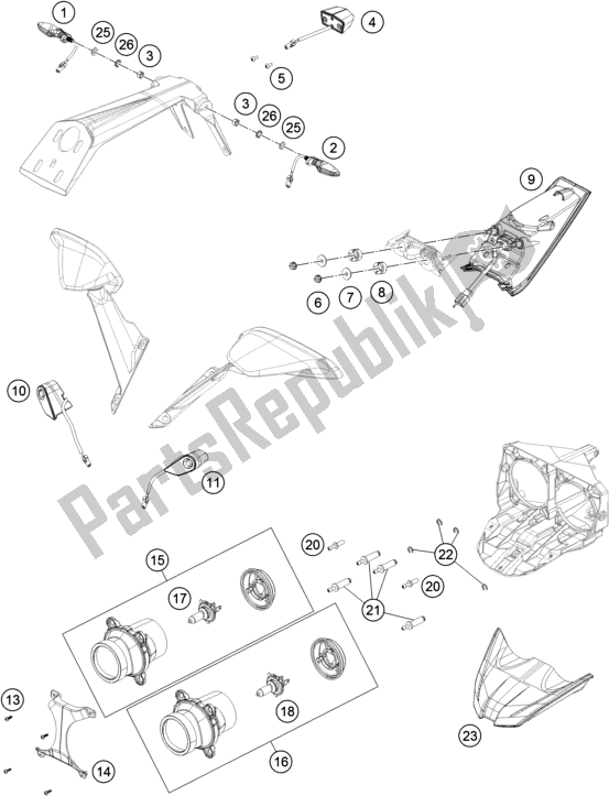 Todas las partes para Sistema De Iluminación de KTM RC 390 ,black,-B. D. 2019