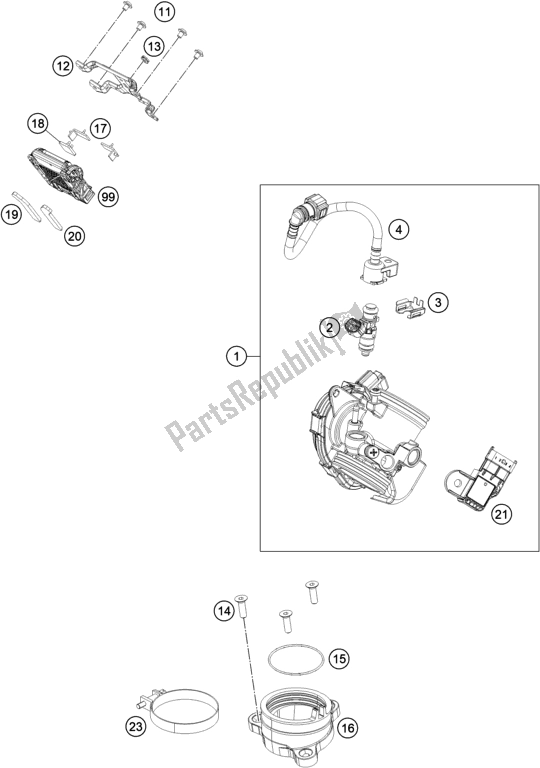 Alle onderdelen voor de Gasklephuis van de KTM RC 390 ,black,-B. D. 2019
