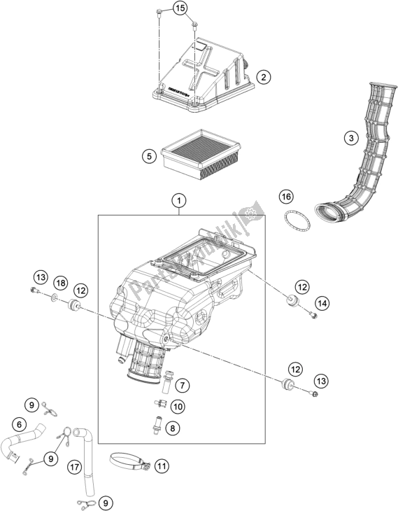 Toutes les pièces pour le Filtre à Air du KTM RC 390 ,black-CKD 17 2017