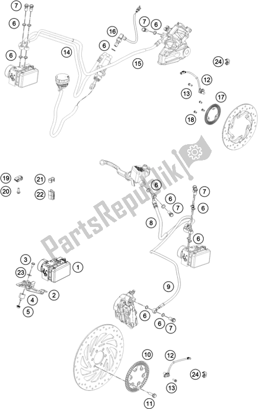 Tutte le parti per il Sistema Antibloccaggio Abs del KTM RC 390 ,black-CKD 17 2017