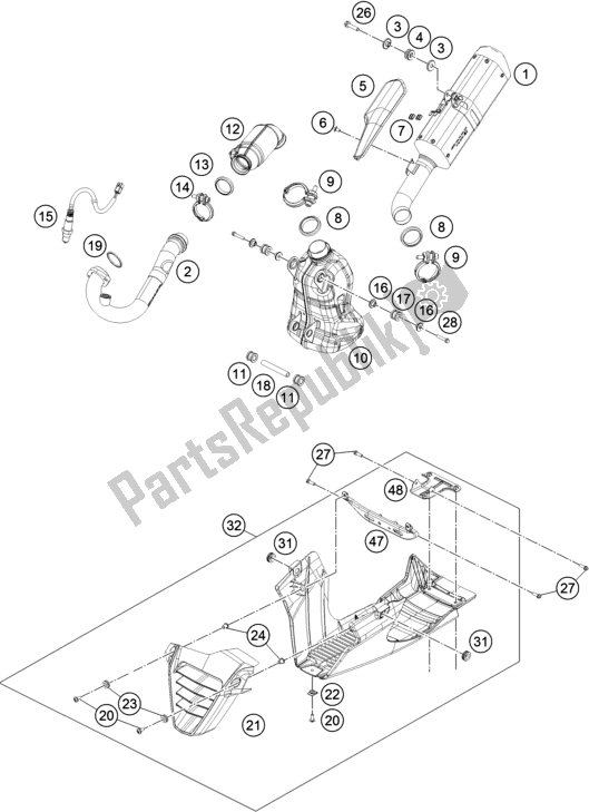 Todas las partes para Sistema De Escape de KTM RC 390 ,black-CKD 17 2017