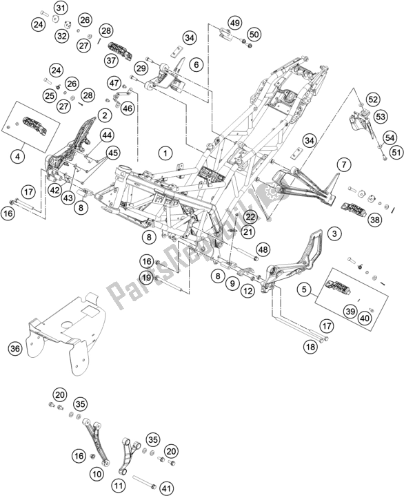 All parts for the Frame of the KTM RC 390 ,black-CKD 17 2017