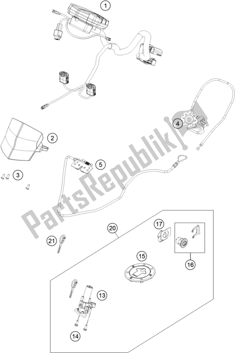 Toutes les pièces pour le Instruments / Système De Verrouillage du KTM RC 390 ,black-CKD 17 2017