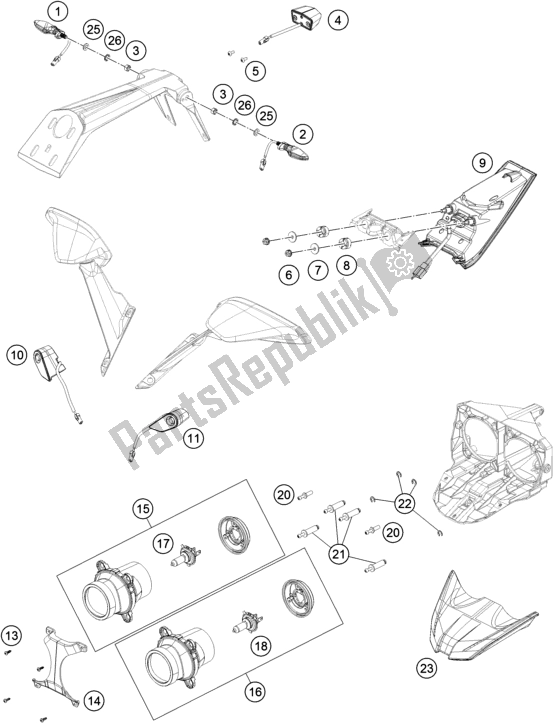Todas las partes para Sistema De Iluminación de KTM RC 390 ,black-CKD 17 2017