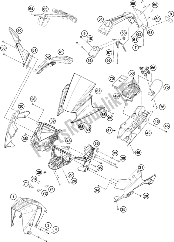 Toutes les pièces pour le Masque, Ailes du KTM RC 390 ,black-CKD 17 2017