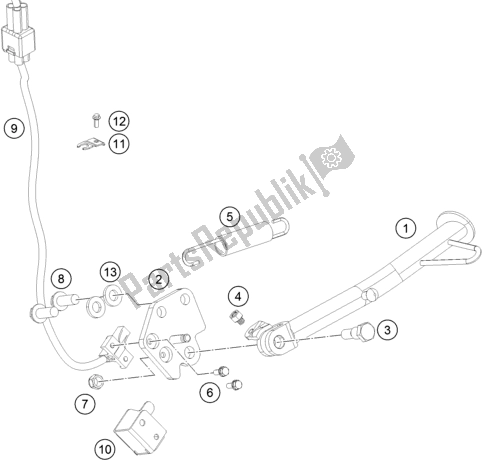Wszystkie części do Podstawka Boczna / ? Rodkowa KTM RC 390 ,black-CKD 17 2017