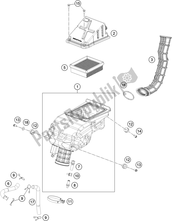 Toutes les pièces pour le Filtre à Air du KTM RC 390 Black B. D. 17 2017